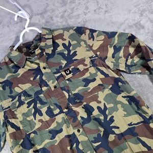 True Religion Camo Button Down Shirt Long Sleeve Military Mens Size‎ L